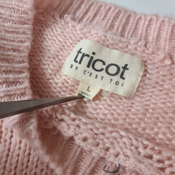 Tricot by Cest  Toi Sweater L Barbie Core Pink Acrylic Ballet Core Fairy Core - Picture 3 of 12